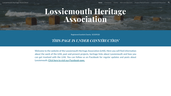 Screenshot of the The Lossiemouth Heritage Association website