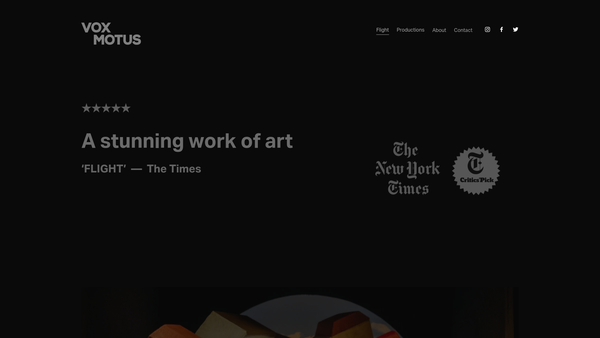 Screenshot of the Vox Motus website