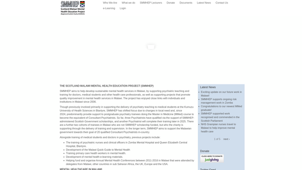 Screenshot of the The Scotland Malawi Mental Health Education Project SCIO website