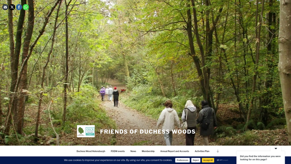 Screenshot of the Friends of Duchess Wood website