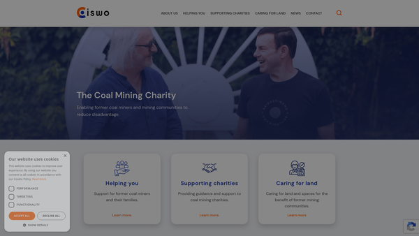 Screenshot of the Coal Industry Social Welfare Organisation website