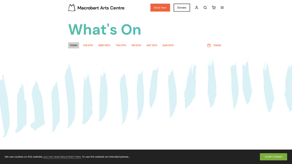 Screenshot of the macrobert arts centre limited website