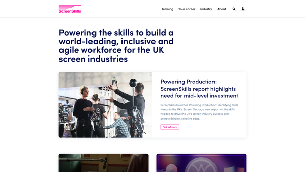 Screenshot of the Screenskills Limited website
