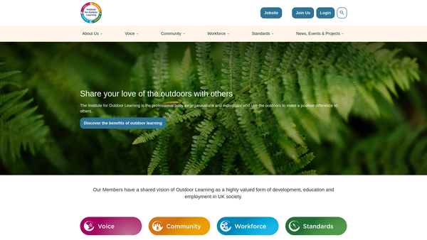 Screenshot of the Institute of Outdoor Learning website