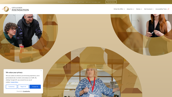 Screenshot of the The City and Guilds of London Institute website