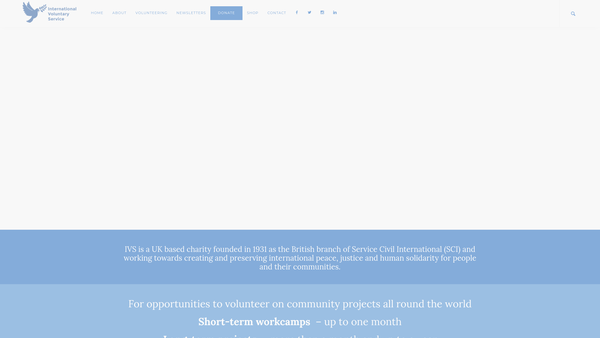 Screenshot of the International Voluntary Service website