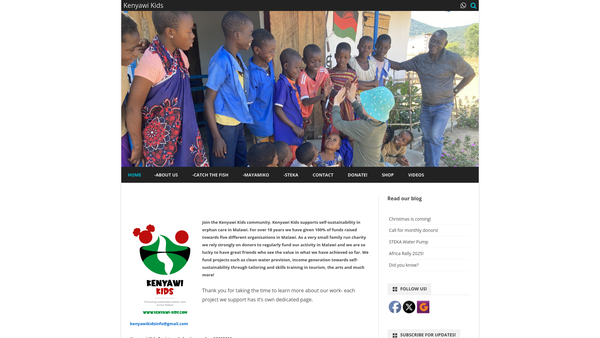 Screenshot of the Kenyawi Kids website