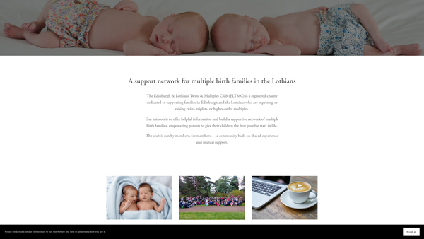 Screenshot of the The Edinburgh Twins Club website