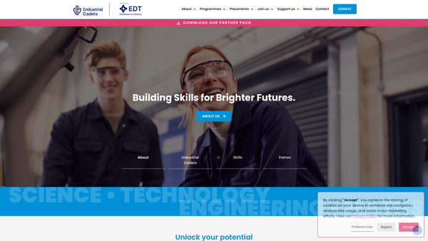 Screenshot of the The Engineering Development Trust website