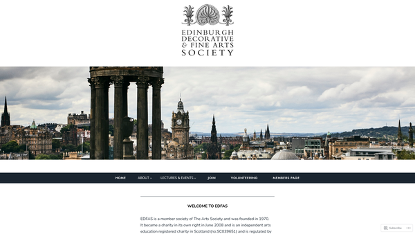 Screenshot of the Edinburgh Decorative and Fine Arts Society website
