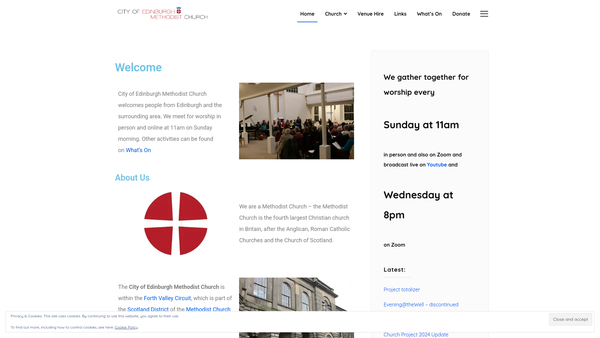Screenshot of the The City of Edinburgh Methodist Church website