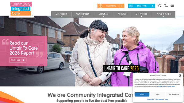 Screenshot of the Community Integrated Care website