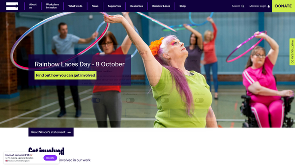 Screenshot of the Stonewall Equality Limited website