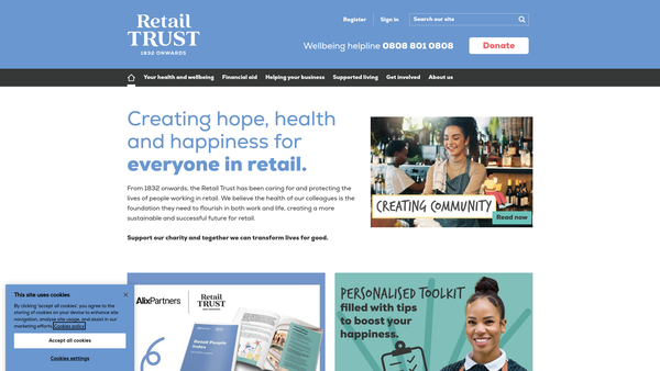 Screenshot of the Retail Trust website