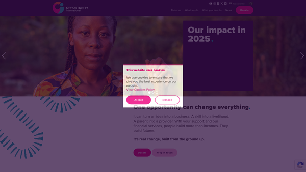Screenshot of the Opportunity International UK website