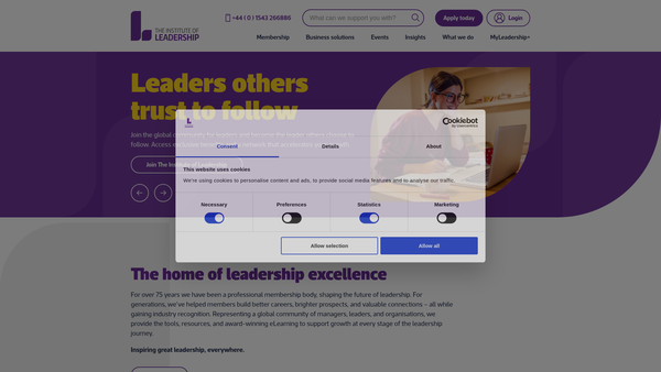 Screenshot of the The Institute of Leadership website