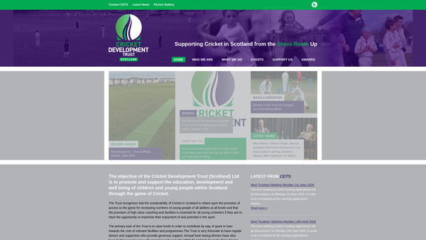 Screenshot of the The Cricket Development Trust (Scotland) Limited website