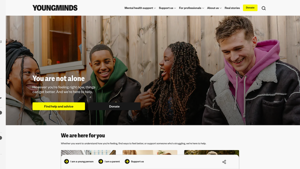 Screenshot of the Young Minds Trust website