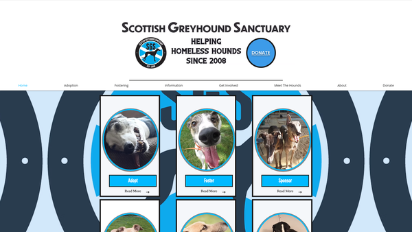 Screenshot of the Scottish Greyhound Sanctuary website