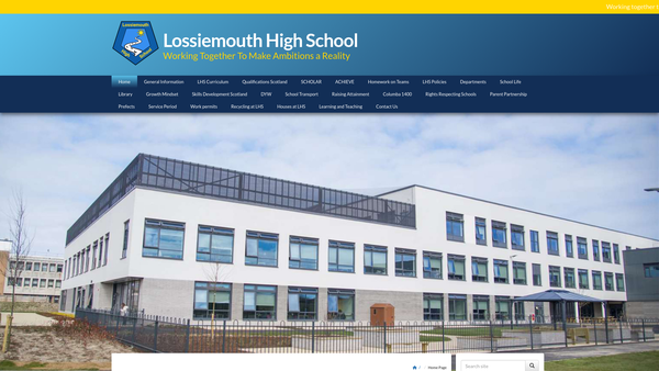 Screenshot of the Lossiemouth High School Parent Partnership website