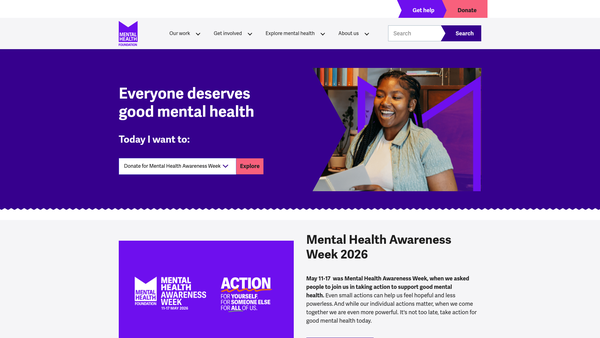 Screenshot of the The Mental Health Foundation website