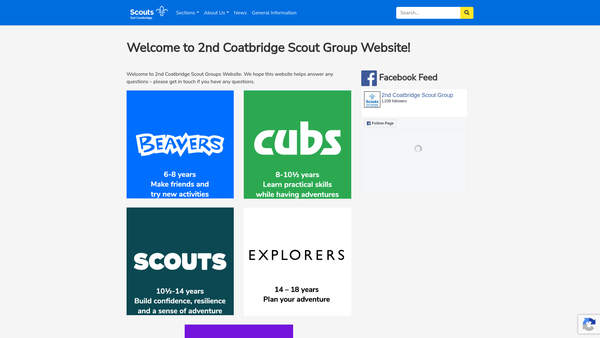 Screenshot of the 2nd Coatbridge Scout Group website