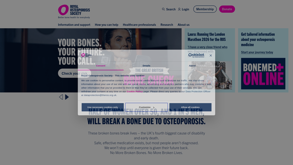 Screenshot of the Royal Osteoporosis Society website