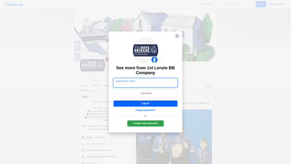 Screenshot of the 1st Lenzie Boys' Brigade Company website