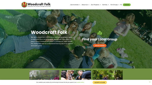 Screenshot of the Woodcraft Folk website