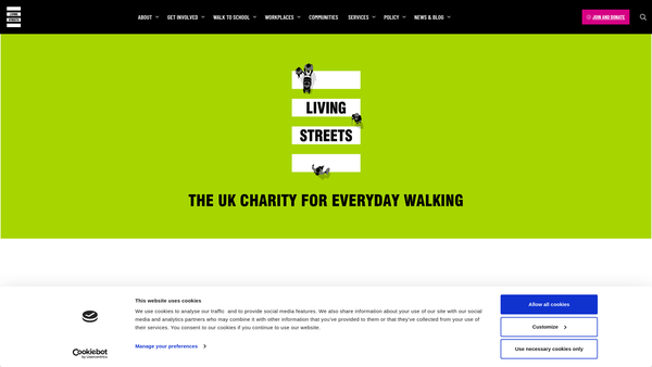 Screenshot of the Living Streets (The Pedestrians Association) website