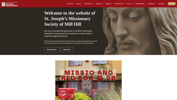 Screenshot of the Charity for St Joseph’s Missionary Society (British Region) website