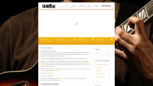 Screenshot of the Fife Youth Jazz Orchestra website