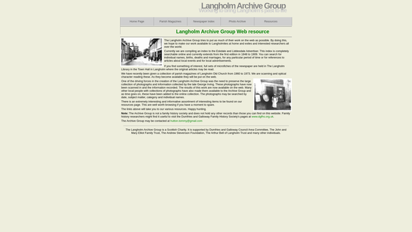 Screenshot of the Langholm Archive Group website