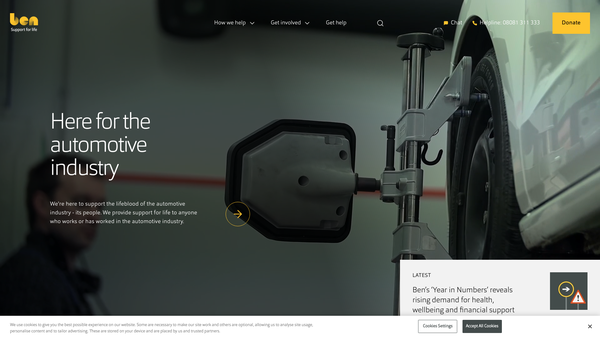 Screenshot of the Ben - Motor and Allied Trades Benevolent Fund website