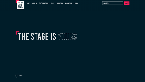 Screenshot of the British Youth Music Theatre website