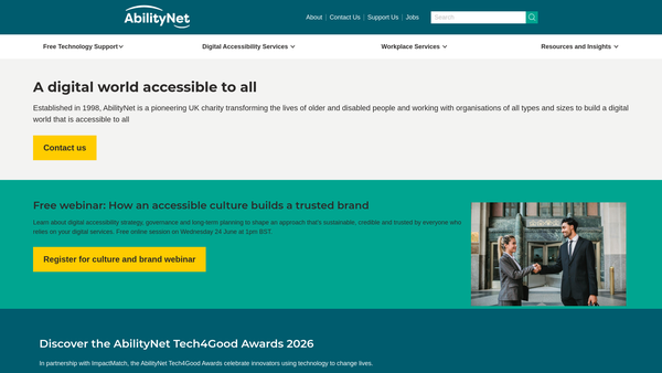 Screenshot of the AbilityNet website