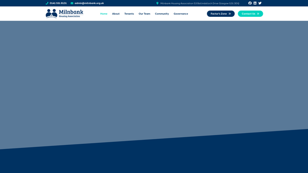 Screenshot of the Milnbank Housing Association Limited website