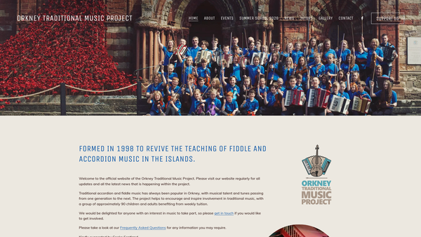 Screenshot of the The Orkney Traditional Music Project website