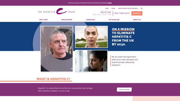 Screenshot of the The Hepatitis C Trust website