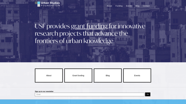 Screenshot of the Urban Studies Foundation website