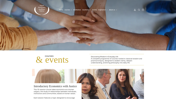 Screenshot of the The Fellowship of the School of Economic Science website