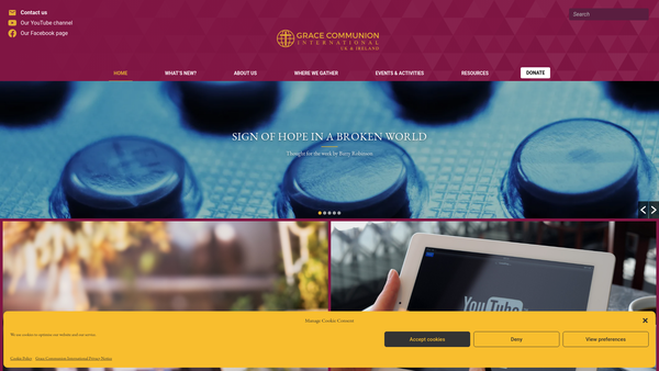 Screenshot of the Grace Communion International website