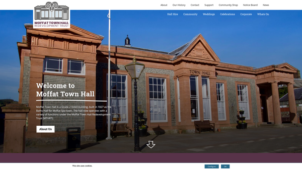 Screenshot of the Moffat Town Hall Redevelopment Trust website