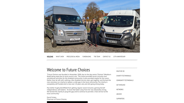 Screenshot of the Future Choices website