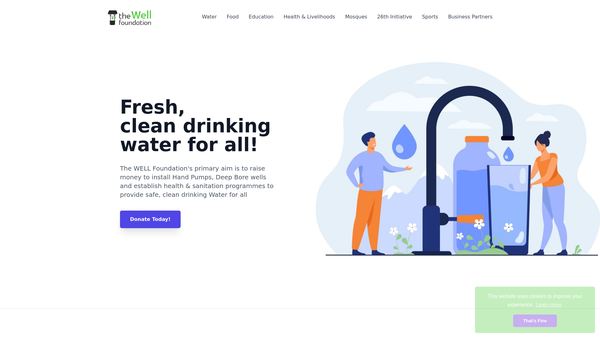 Screenshot of the The Well Foundation website