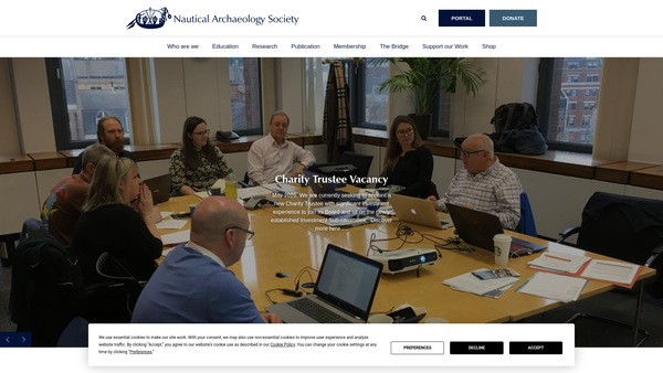 Screenshot of the The Nautical Archaeology Society website