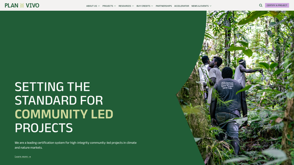 Screenshot of the Plan Vivo Foundation website