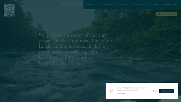 Screenshot of the Findhorn Nairn & Lossie Rivers Trust website