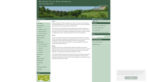 Screenshot of the Friends of Braidburn Valley Park website
