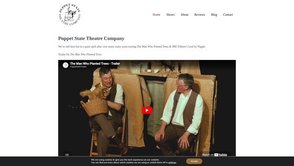 Screenshot of the Puppet State Theatre Company Limited website